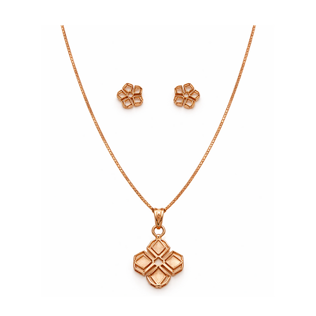 Rose Gold Geometric Clover 925 Silver Jewelry Set