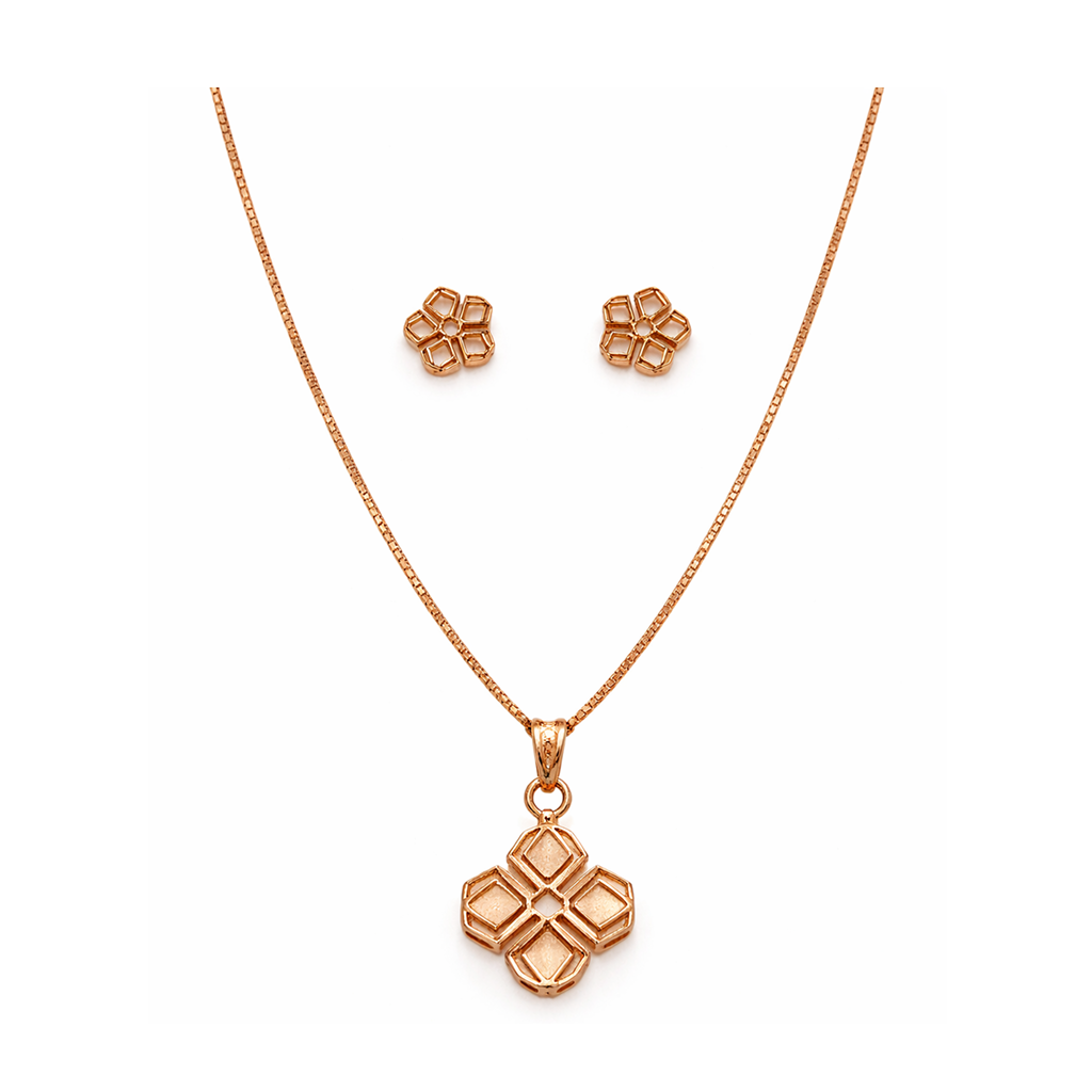 Rose Gold Geometric Clover 925 Silver Jewelry Set