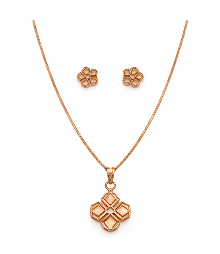 Rose Gold Geometric Clover 925 Silver Jewelry Set