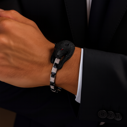 Midnight Panther Kada Bracelet For Him