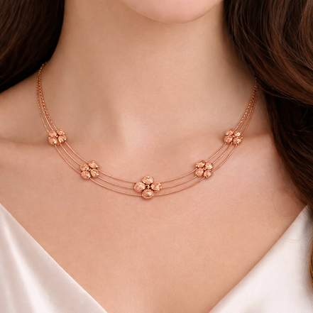 Aurelia Bloom Trio 925 Sterling Silver Rose Gold Necklace