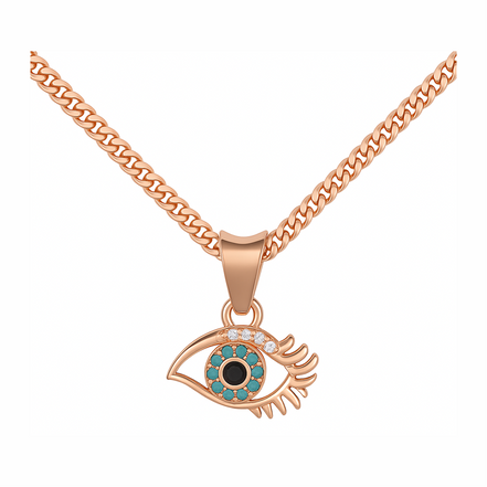 925 Silver Rose Gold Nazra Eye Pendant with Chain