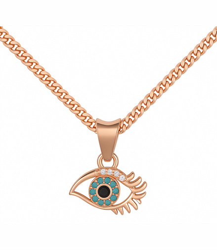 925 Silver Rose Gold Nazra Eye Pendant with Chain