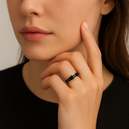 Noir Edge Band Ring
