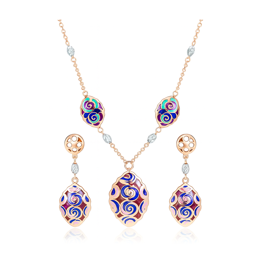 Mystic Swirl Enamel Necklace Set