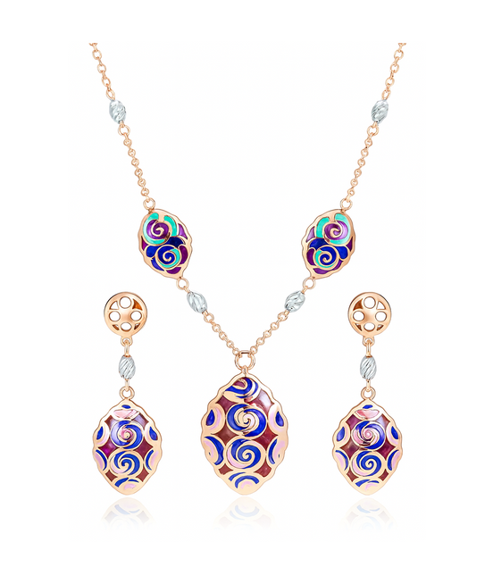 Mystic Swirl Enamel Necklace Set
