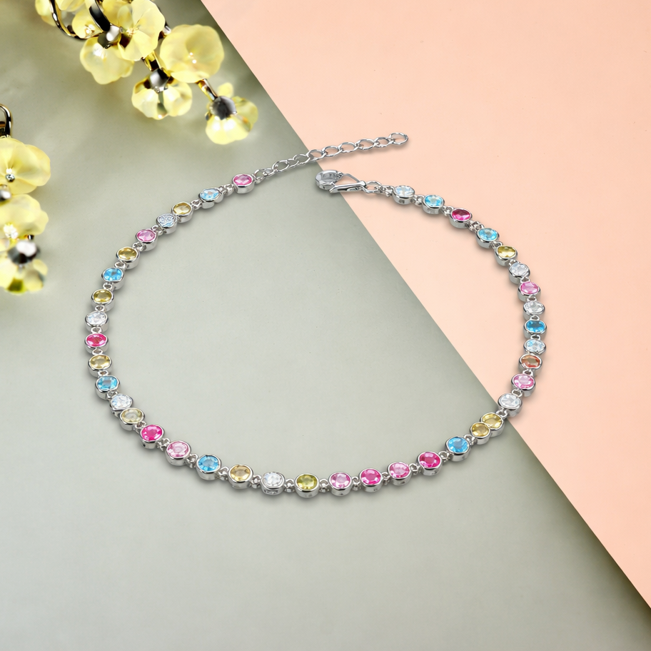 Rainbow Luxe 925 Silver Payal (Single)