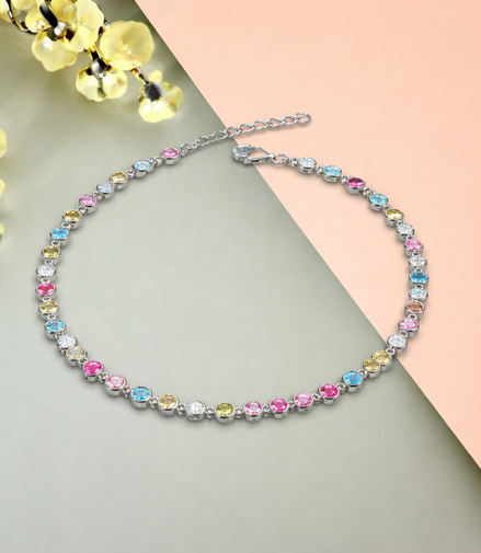 Rainbow Luxe 925 Silver Payal (Single)