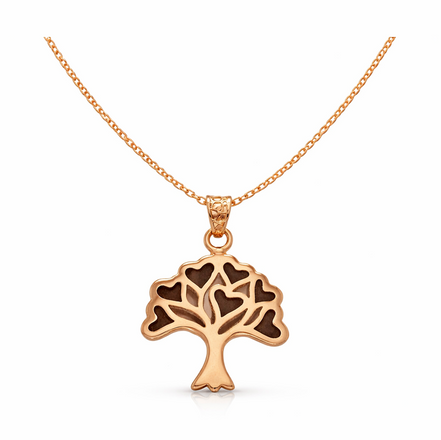 Tree of Love Rose Gold Polished Pendant with Chain