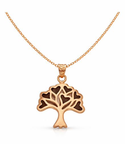 Tree of Love Rose Gold Polished Pendant with Chain