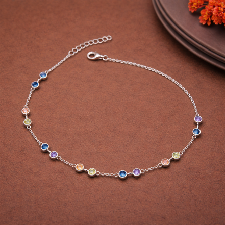 Colour Spark 925 Silver Anklet (Single)