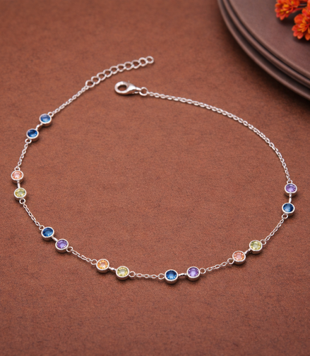 Colour Spark 925 Silver Anklet (Single)