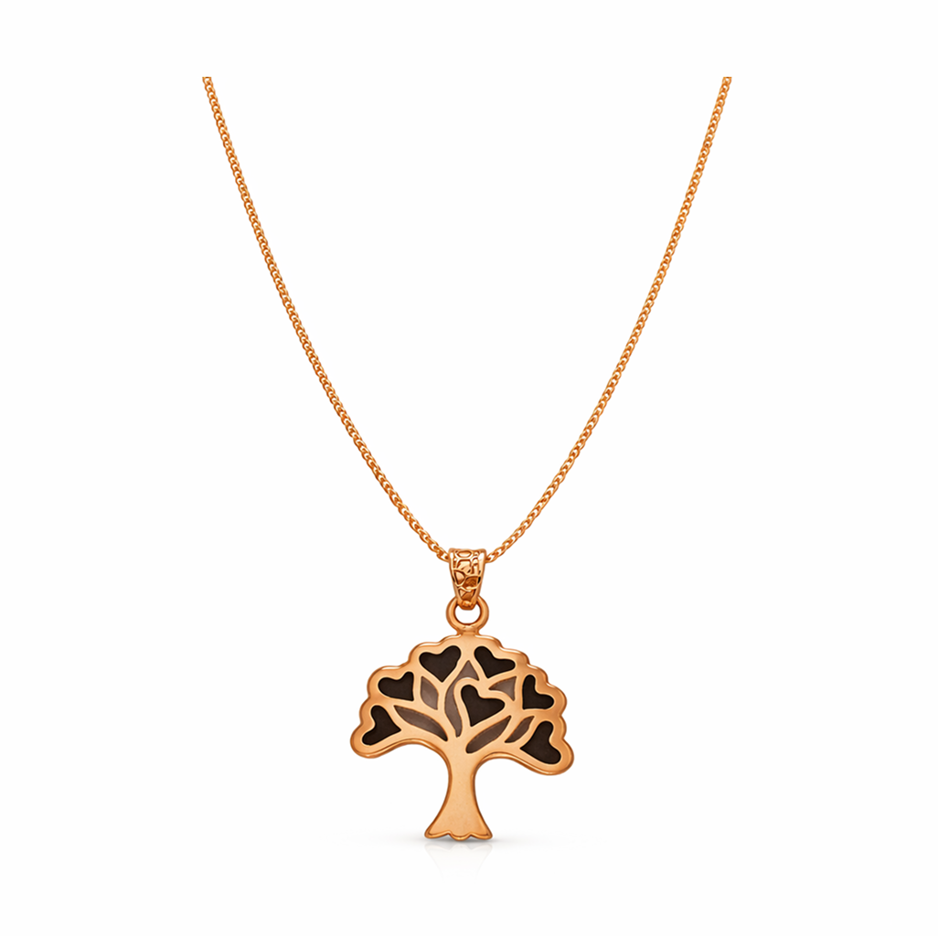 Tree of Love Rose Gold Polished Pendant with Chain