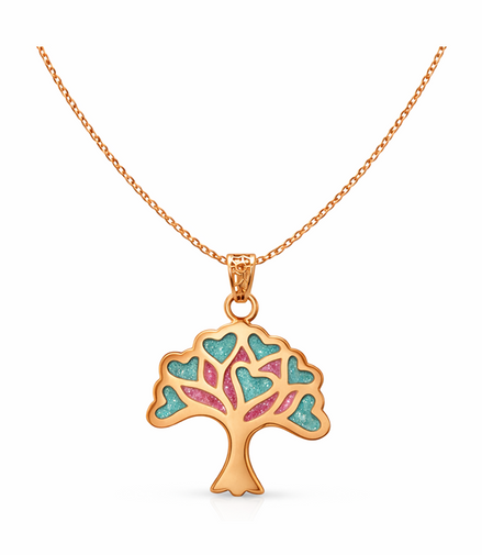 Tree of Love Multicolor Rose Gold Pendant with Chain