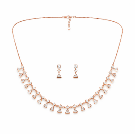 GeoLuxe Triangle Rose Gold Necklace Set