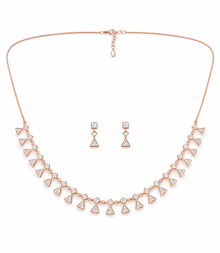 GeoLuxe Triangle Rose Gold Necklace Set