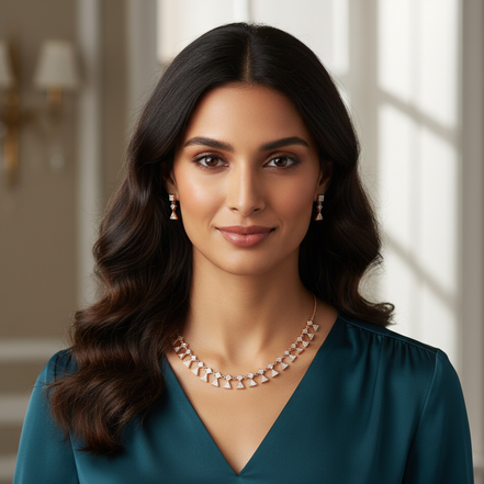 GeoLuxe Triangle Rose Gold Necklace Set
