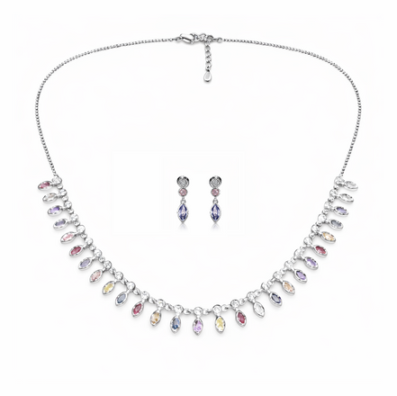 SilvaPetal Contemporary 92.5 Sterling Silver Necklace Set