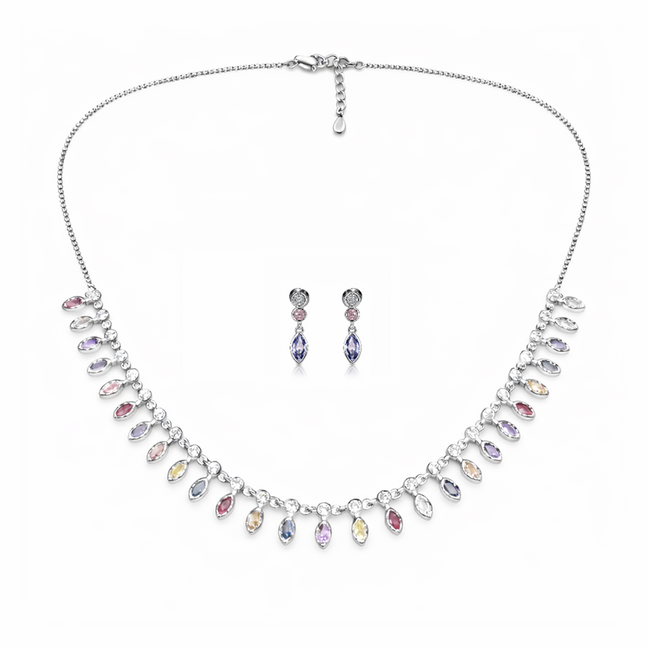 SilvaPetal Contemporary 92.5 Sterling Silver Necklace Set