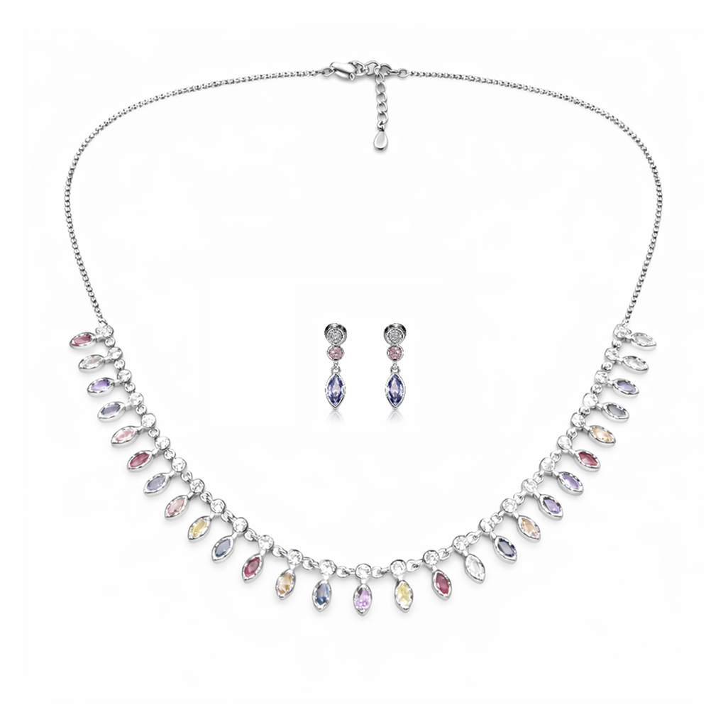 SilvaPetal Contemporary 92.5 Sterling Silver Necklace Set