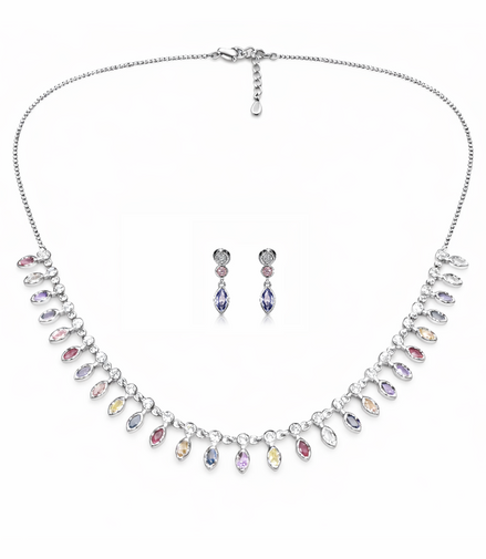 SilvaPetal Contemporary 92.5 Sterling Silver Necklace Set