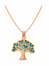 Tree of Love Teal Heart Rose Gold Pendant with Chain