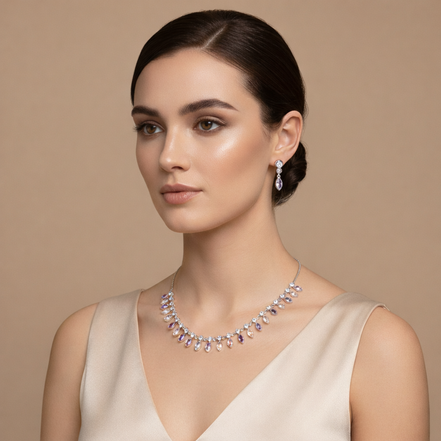 SilvaPetal Contemporary 92.5 Sterling Silver Necklace Set