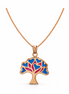 Tree of Love Blue & Pink Enamel Rose Gold Pendant with Chain