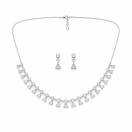 GeoAura Triangle 92.5 Sterling Silver Necklace Set
