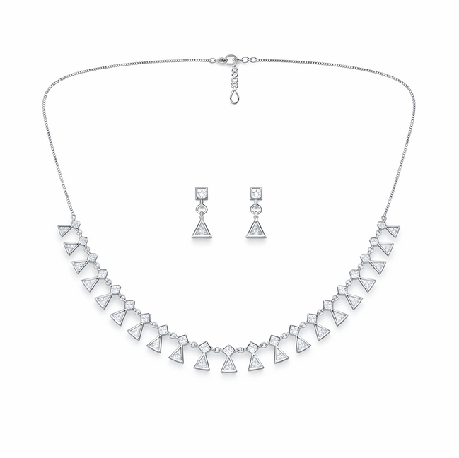 GeoAura Triangle 92.5 Sterling Silver Necklace Set