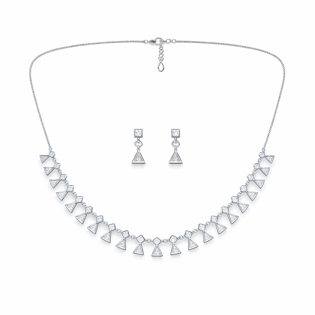 GeoAura Triangle 92.5 Sterling Silver Necklace Set