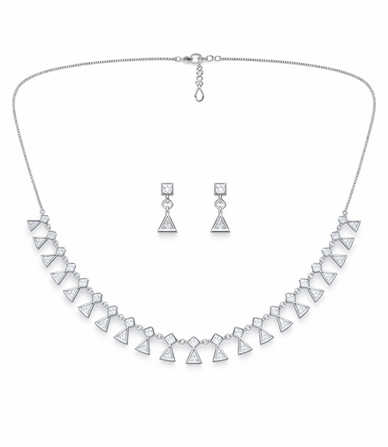 GeoAura Triangle 92.5 Sterling Silver Necklace Set
