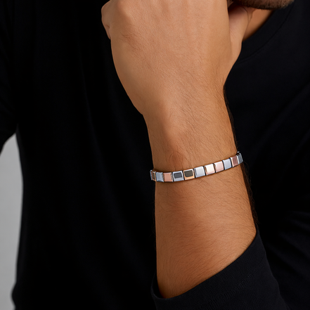 Sterlo Square Rose Gold Link Bracelet (Rosegold)