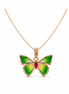 Emerald Flutter 92.5 Sterling Silver Butterfly Pendant Necklace