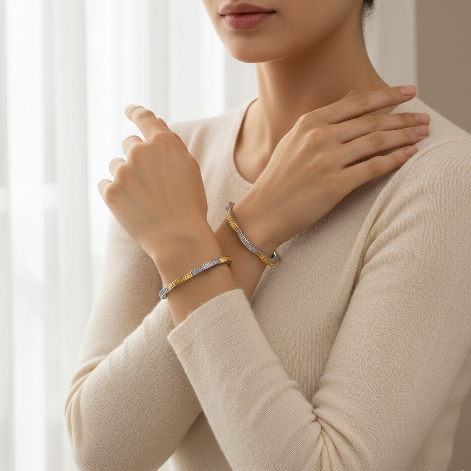 Heritage Duo Bangle Set – 925 Sterling Silver