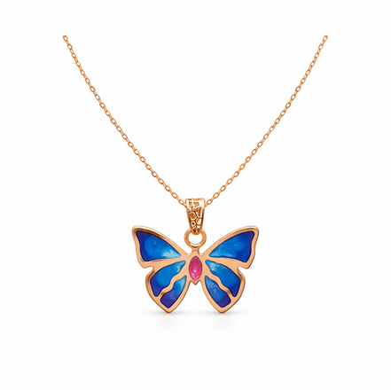 Sapphire Flutter 92.5 Sterling Silver Butterfly Pendant Necklace