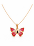 Crimson Flutter 92.5 Sterling Silver Butterfly Pendant Necklace