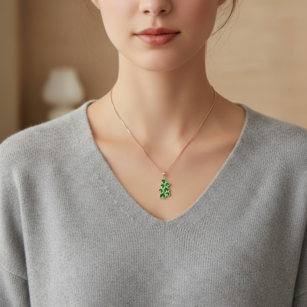 Emerald Amora 92.5 Sterling Silver Heart Pendant Necklace