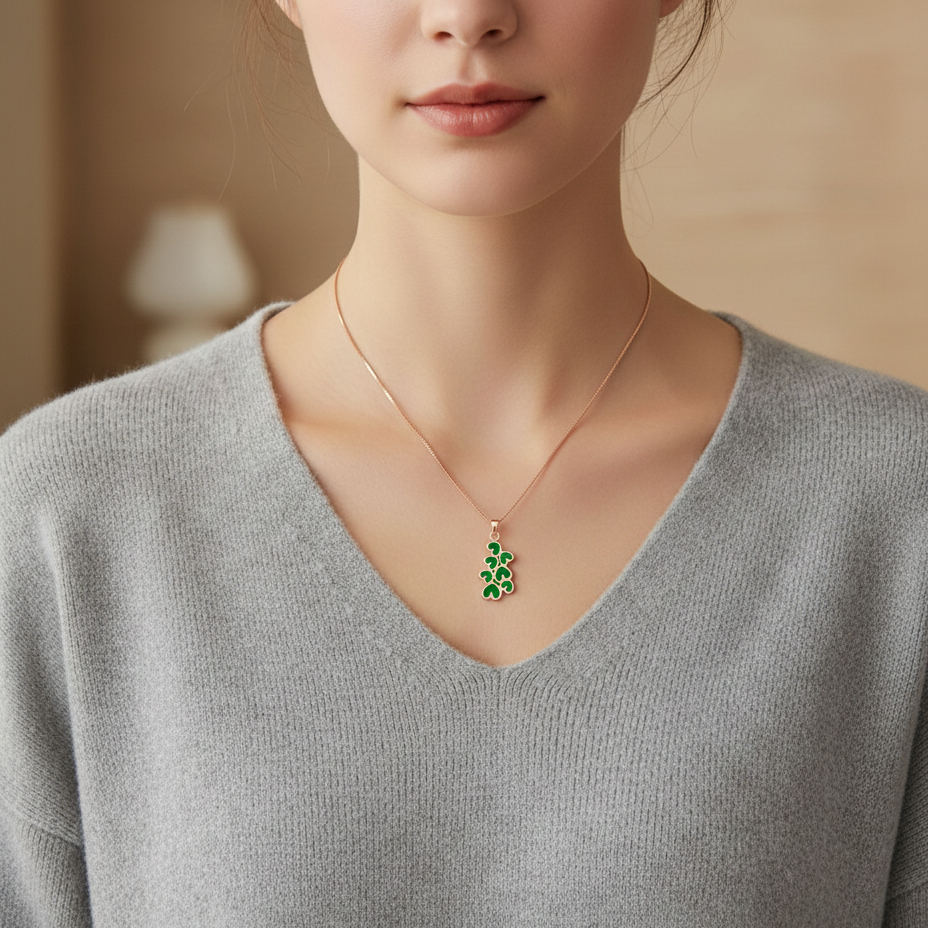 Emerald Amora 92.5 Sterling Silver Heart Pendant Necklace