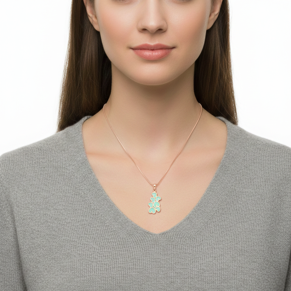 Aqua Amora 92.5 Sterling Silver Heart Pendant with Chain