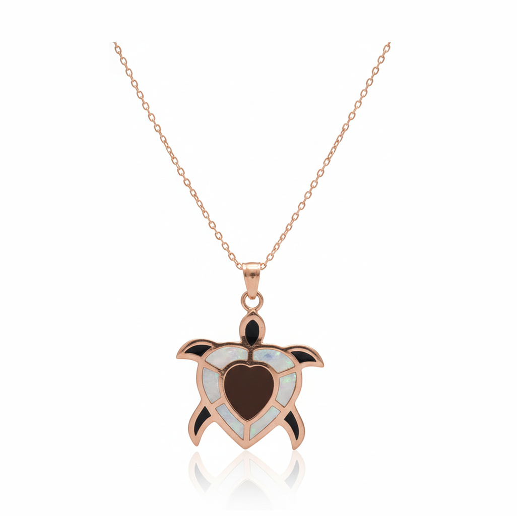 Ocean Heart Turtle 92.5 Sterling Silver Pendant with Chain