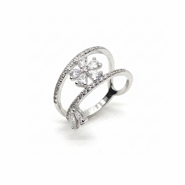 Dainty Bloom Pave Wrap Ring