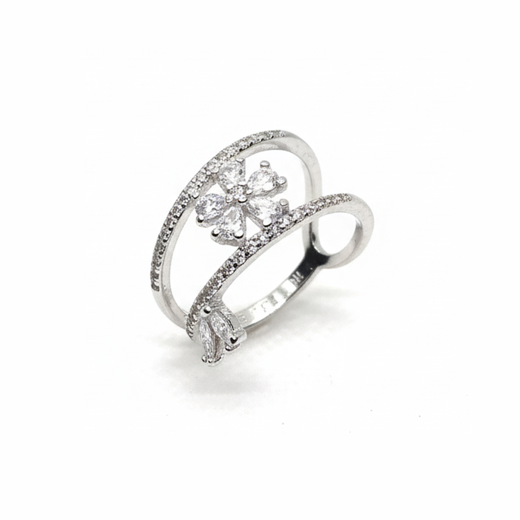 Dainty Bloom Pave Wrap Ring