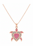 Blush Heart Turtle 92.5 Sterling Silver Pendant with Chain
