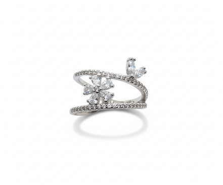 Dainty Bloom Pave Wrap Ring