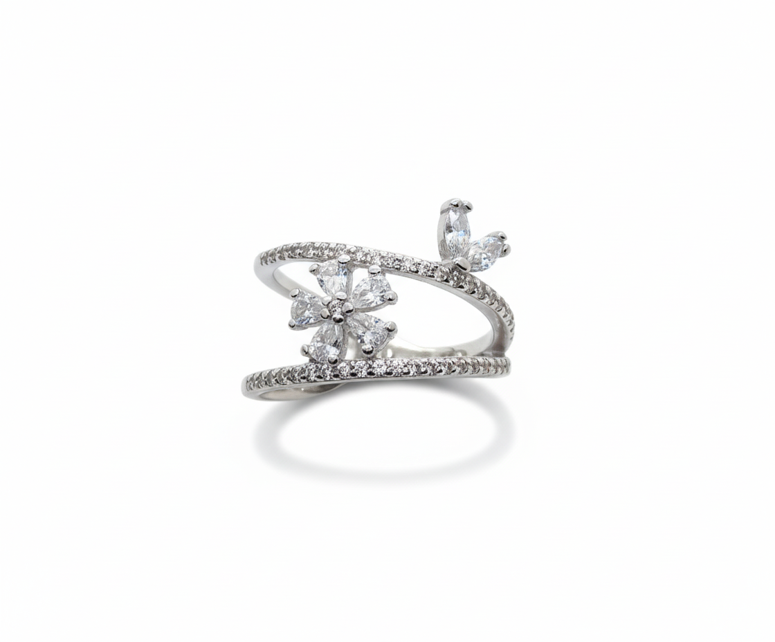 Dainty Bloom Pave Wrap Ring