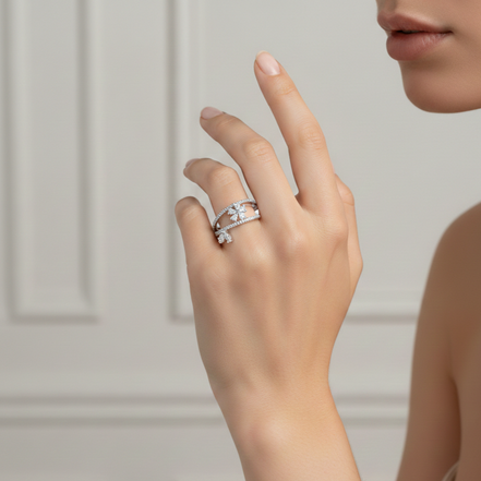 Dainty Bloom Pave Wrap Ring