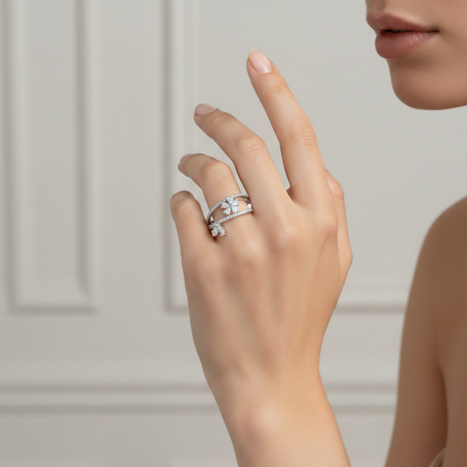 Dainty Bloom Pave Wrap Ring