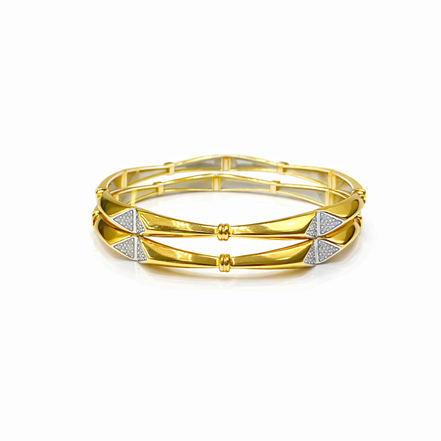 Luxe Two-Tone Diamond-Cut 925 Silver Bangle Pair
