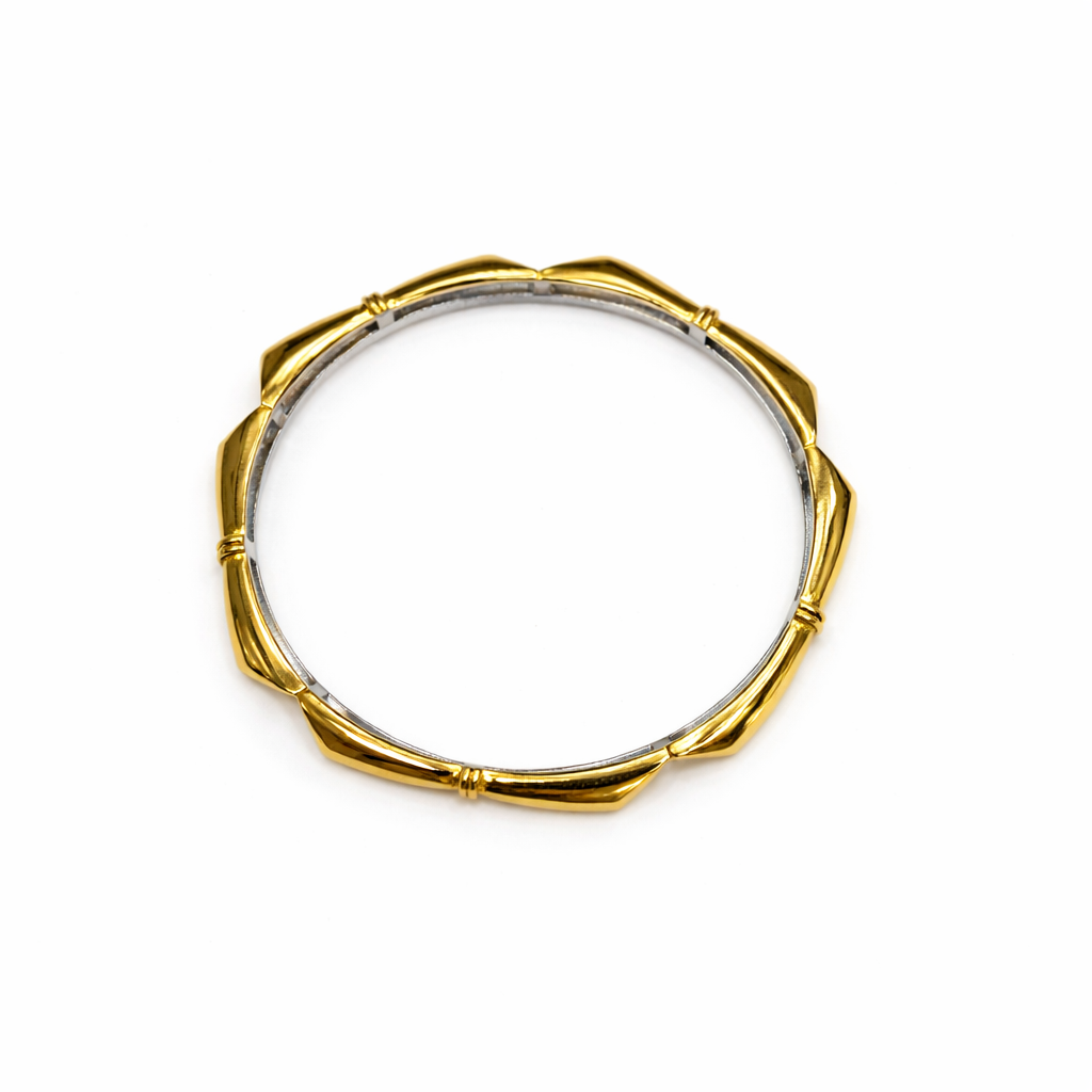 Luxe Two-Tone Diamond-Cut 925 Silver Bangle Pair